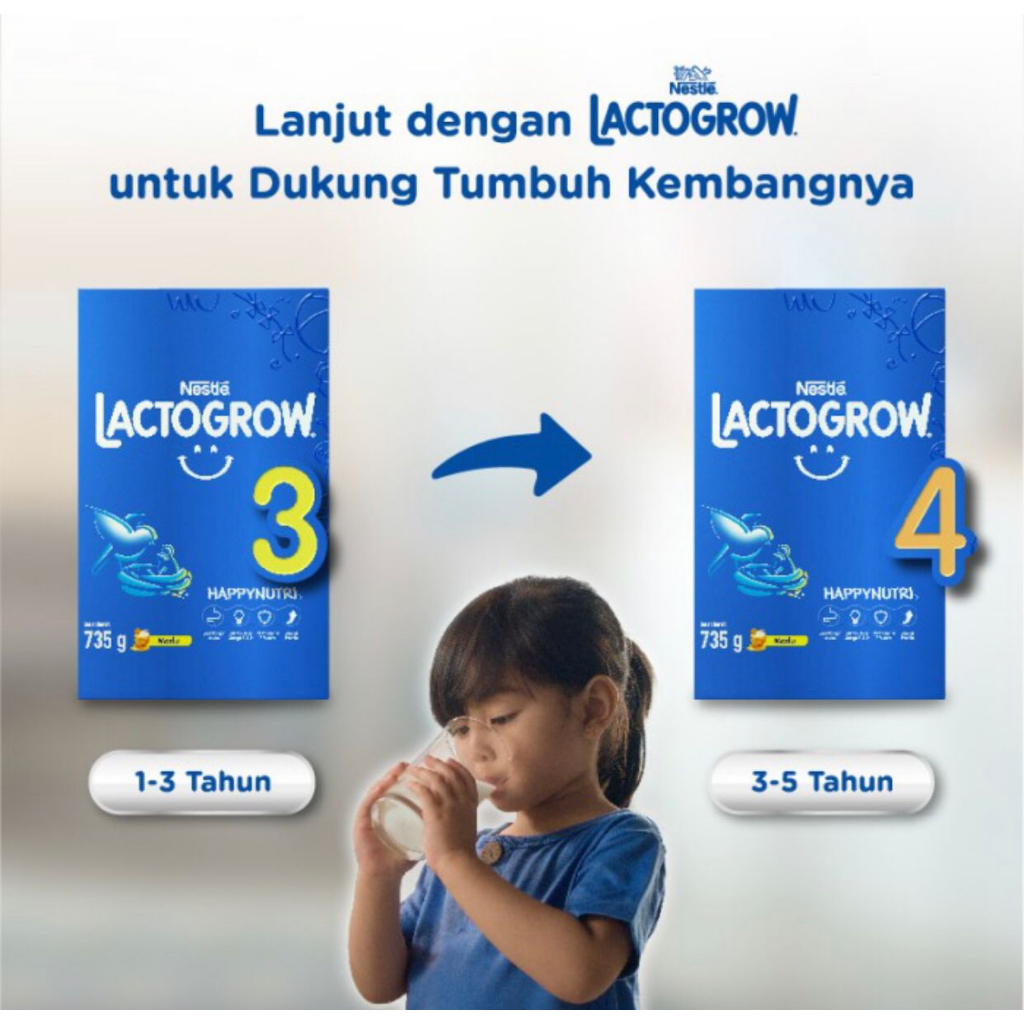 NESTLE LACTOGROW 3 (Original / Plain) - Susu Anak 1-3 Tahun - Box 735 gram