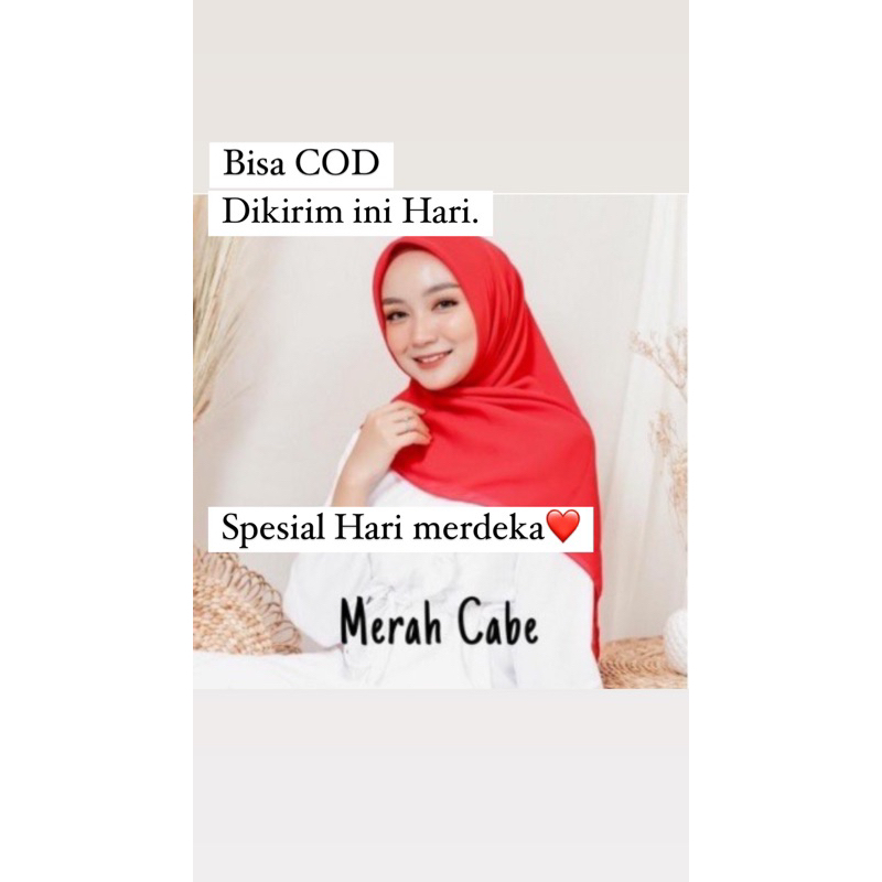 Kerudung Segiempat Polos BELLA SQUARE Hijab Pollycotton Jilbab Bela Merah Cabe Premium