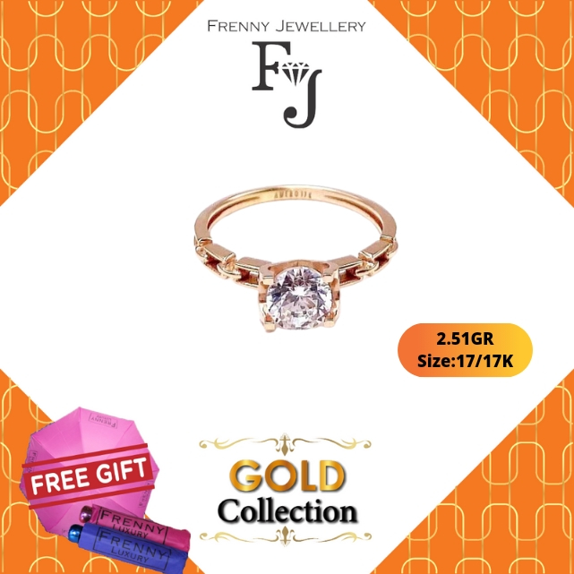 Cincin Emas Rose Gold Solitaire Rangka 17K