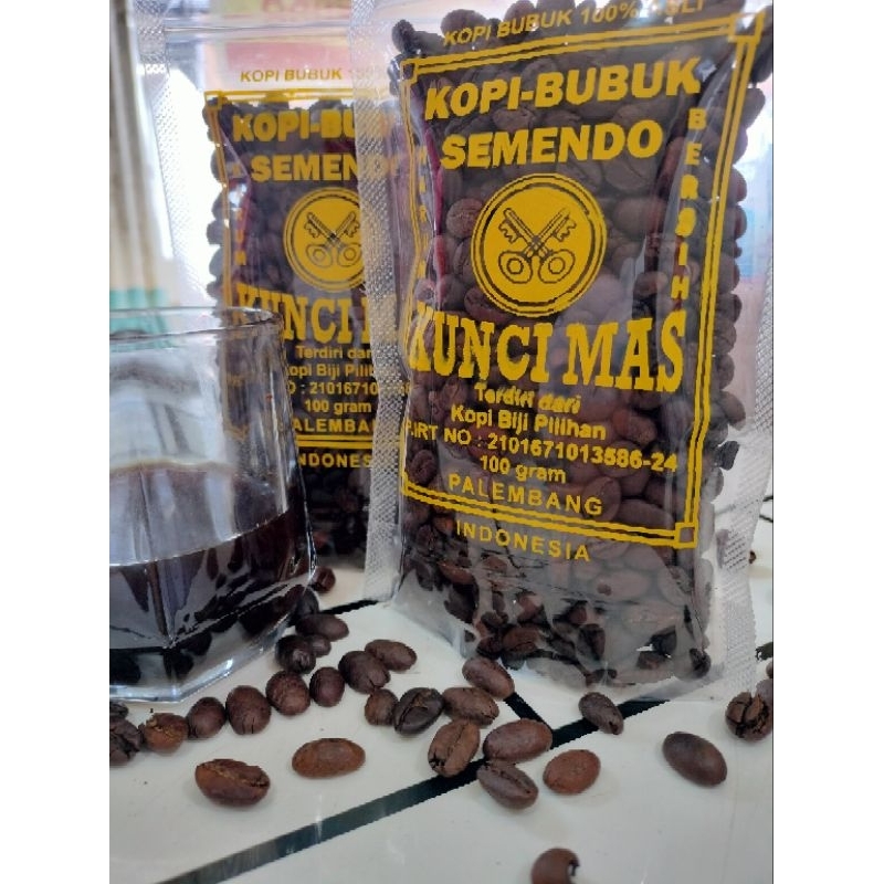 

Kopi Biji Semendo Kunci Mas Palembang 100gram Kemasan Ziplock