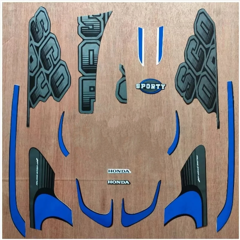 stiker striping honda scoopy sporty 2017 hitam biru lis body original