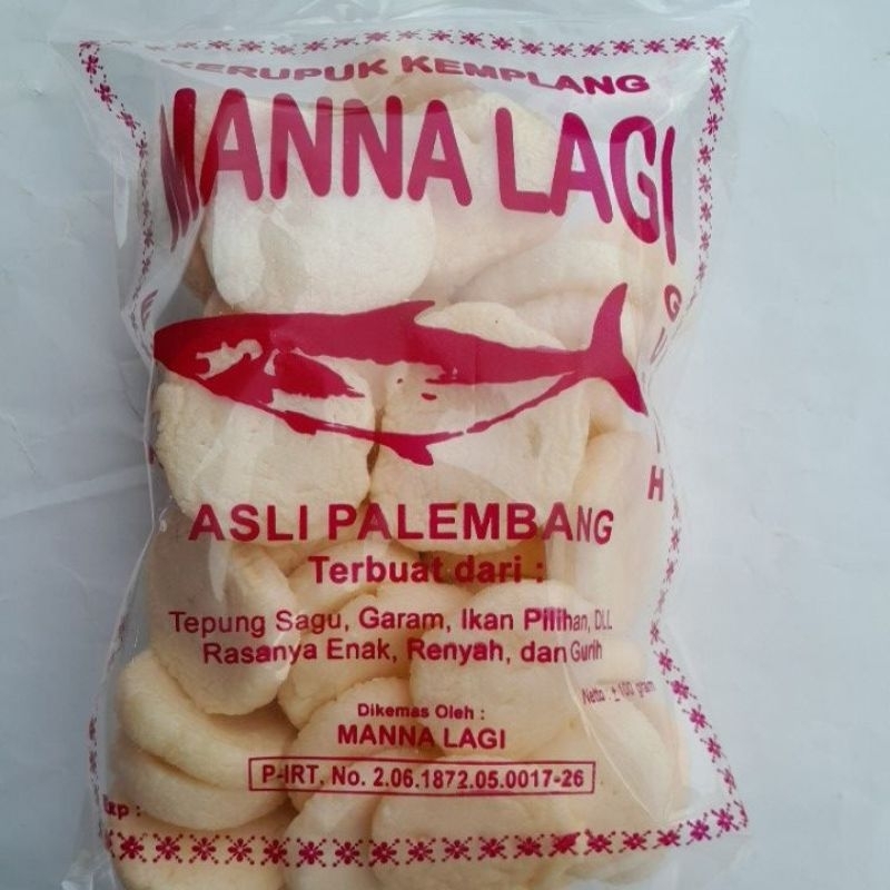 

kerupuk ikan manna lagi super gurih&lezat,kerupuk palembang netto 100gr lebar 7 cm