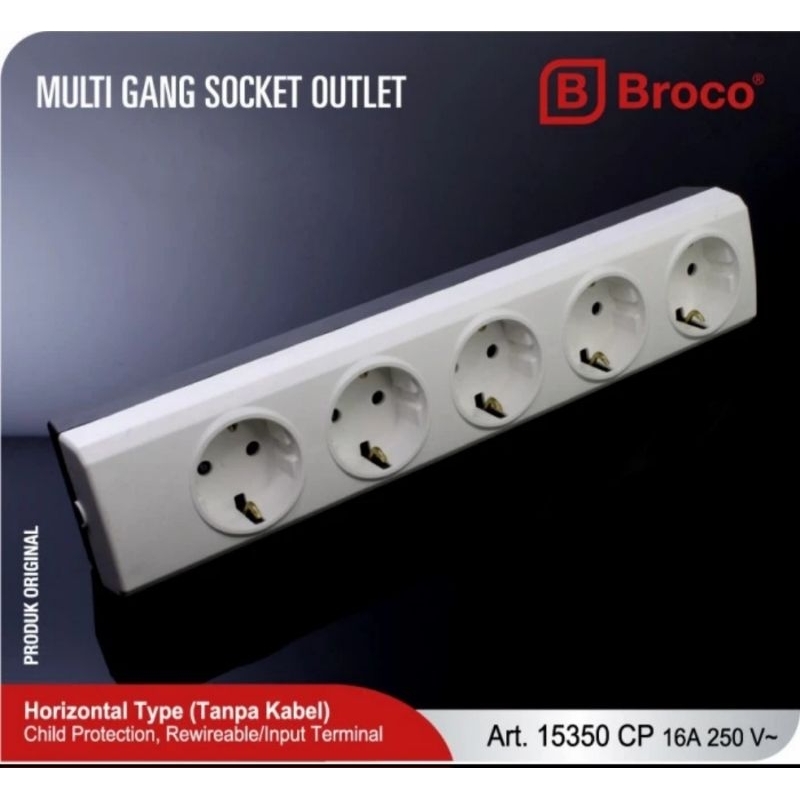 STOP KONTAK 5 LUBANG BROCO / TERMINAL / COLOKAN LISTRIK