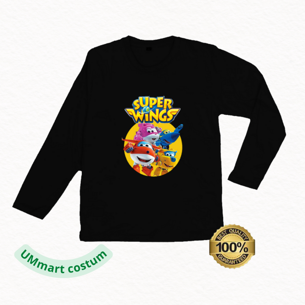 Kaos Super Wings Anak Laki Laki // Baju Kaos Anak Lengan Panjang Super Wings