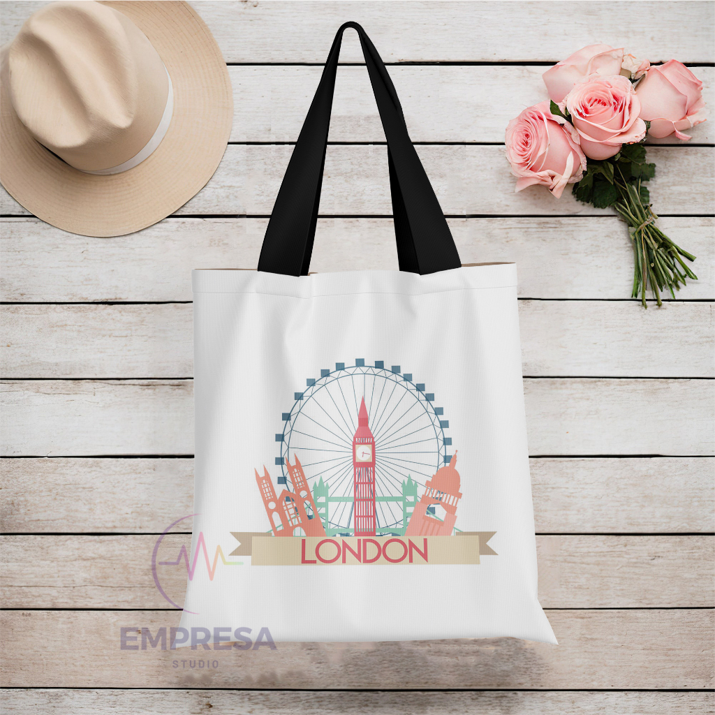 London iconic Eye Canvas Polyester Tote Bag