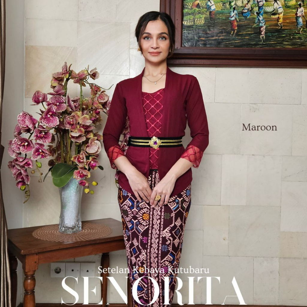 Kebaya Bali Set Modern 2021 Setelan Kebaya Sifon Kutubaru Senorita dan Rok Katun Panjang Kebaya Bali