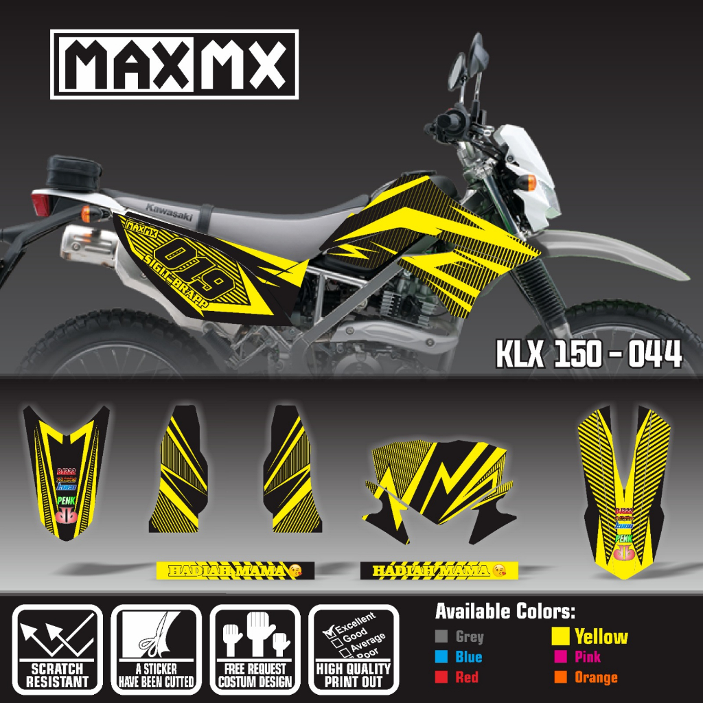 decal stiker fullbody keren klx 150 old motif garis hitam kuning