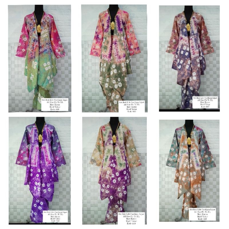 Set Rok Lilit Cardigan Lipat Tabur Jumputan Handmade