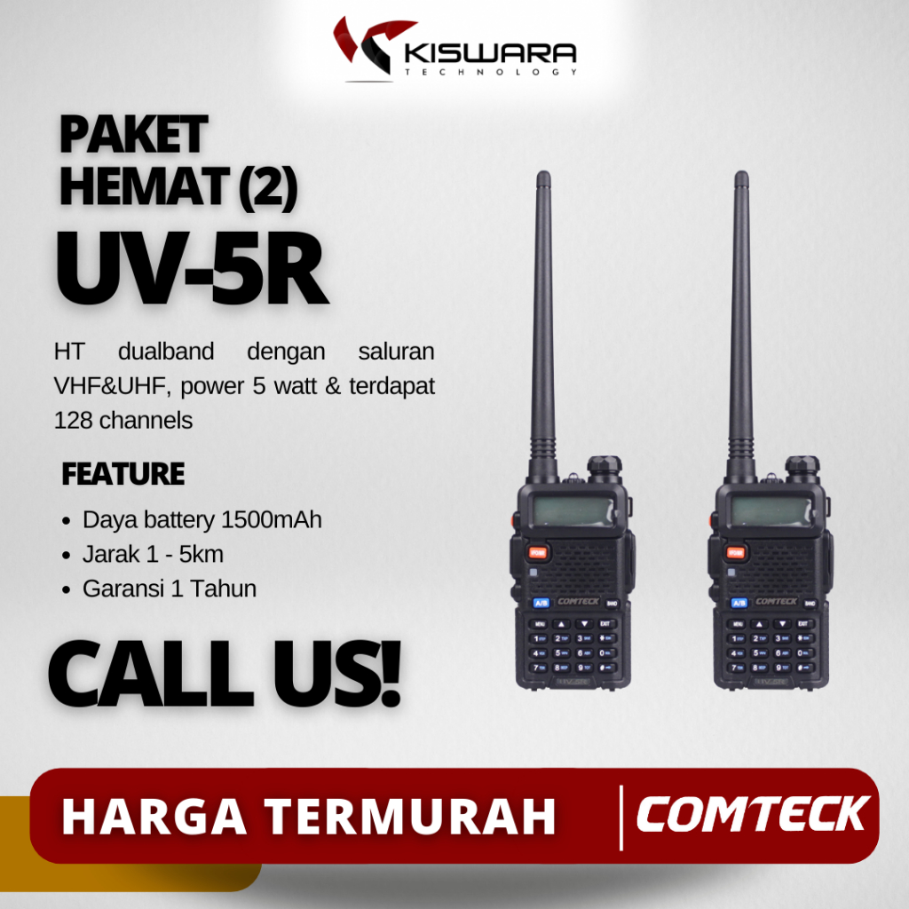 [PROMO] 1 PASANG HT Handy Talkie Comteck UV-5R Dual Band VHF - UHF Radio FM