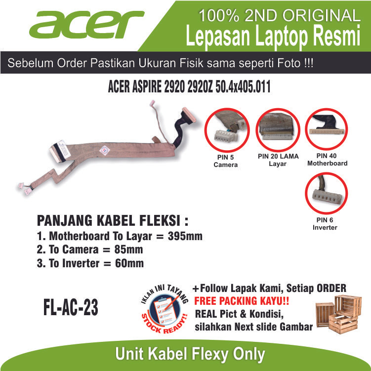 ET14 FL-AC-23 LVDS layar ACER 2920 2920Z 50.4x405 20 PIN
