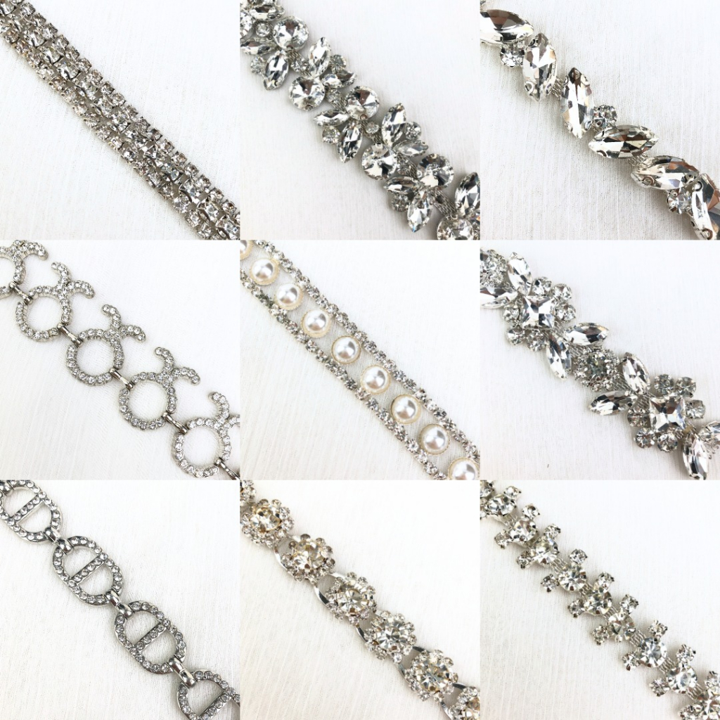 Payet Rangkai Mix | Kristal Swarovski Cantik Mewah Import Jahit Tempel Fancy Bridal Rhinestone | Ist