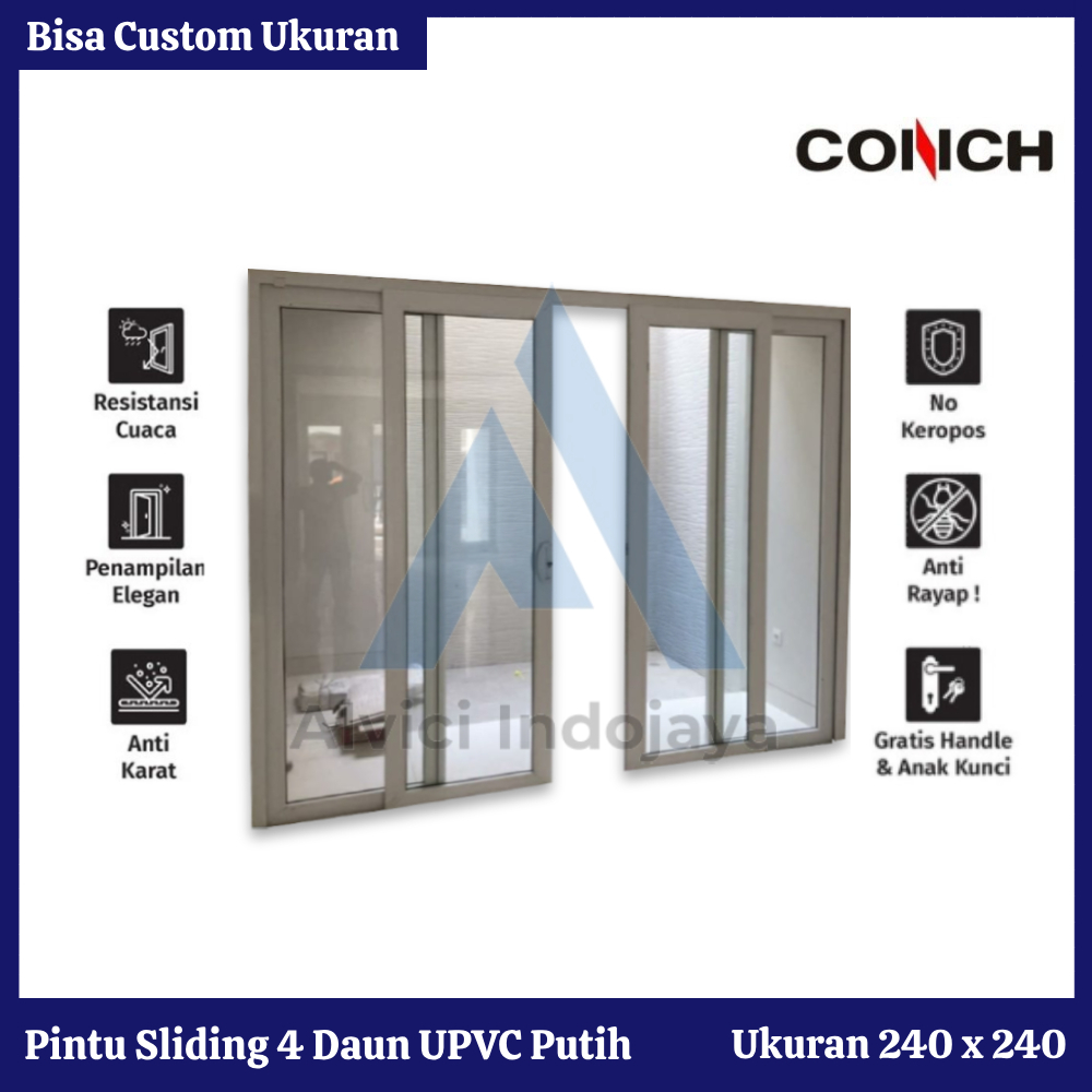 Pintu Sliding 4 Daun UPVC Conch