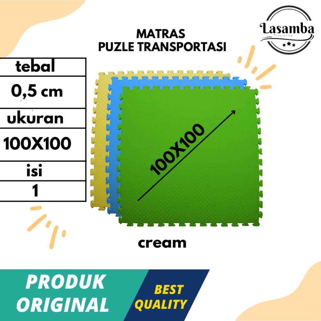 Matras Puzzle 100 x 100 Tbl 1 Cm isi 1 Pcs / Alas Lantai / Playmat - Putih