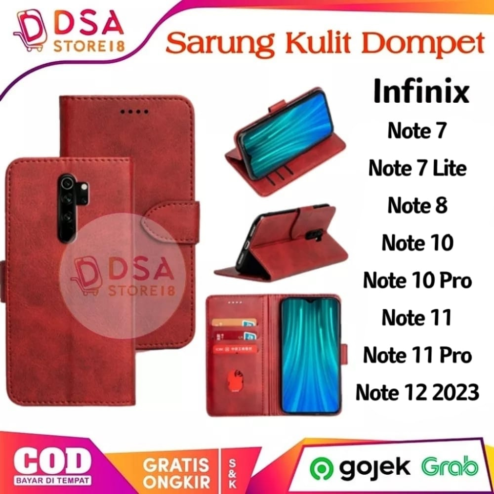 Case Infinix Note 8 / Casing Infinix Note 12 2023 / 7 10 Pro 11 7 lite 11 Pro Leather Case Flip Cover Wallet Dompet Hp Casing Kulit