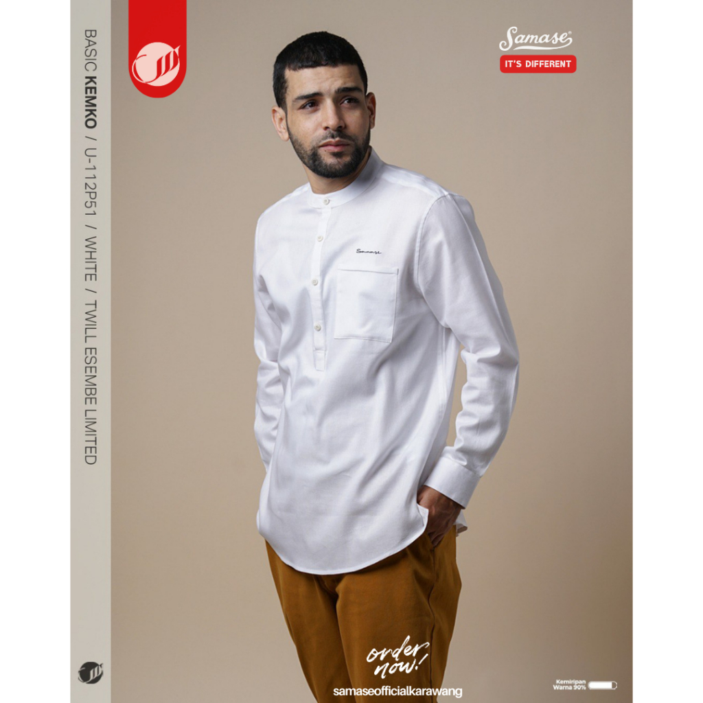 SAMASE Basic Kemko U112P Kemeja Koko Baju Kokoh Muslim Pria Dewasa Lengan Panjang