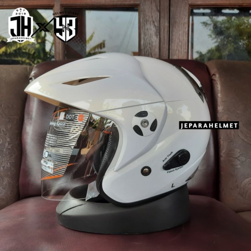 Helm INK CX 25 CX25 Half Face Topi Anti Theft Solid Polos White Original