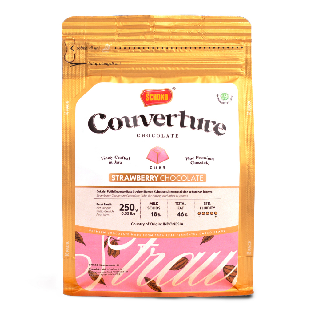 

SCHOKO Strawberry Chocolate Couverture Cube - 250 Gr / Kovertur Dadu