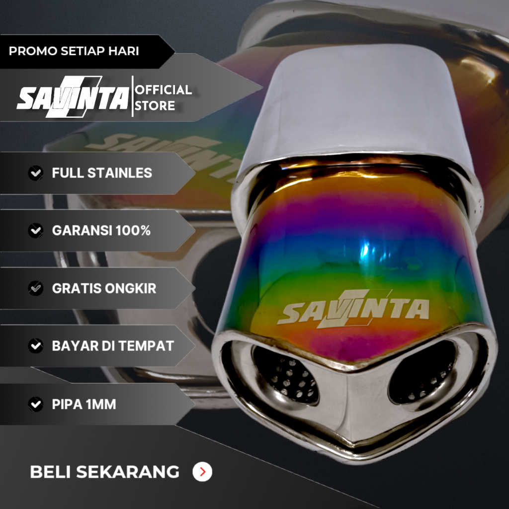Savinta Knalpot Racing Mobil Manual Matic KMCv3 Full Stainles - Muffler Suara Bass Adem Bulat Empuk 