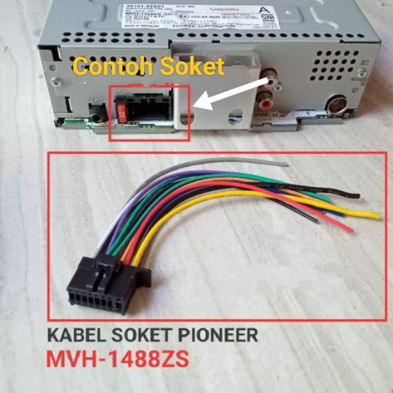 Kabel soket head unit tape Pioneer serri MVH-1488ZS termurah