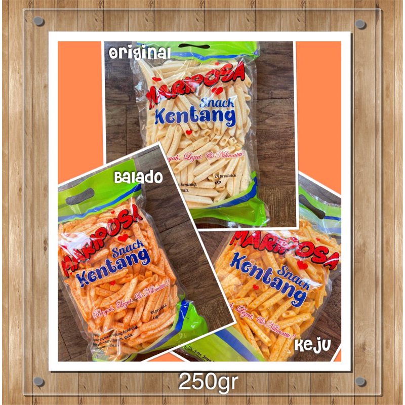 

Mariposa Snack Kentang 250gr ( Original/Balado/Keju)