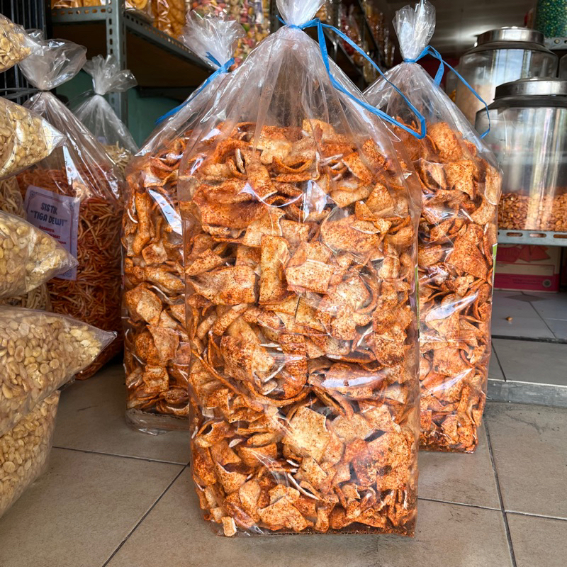 

Korzaln Krupuk Slondok Pedas Dan Ori 250Gram Snack Kiloan Alma.Snack