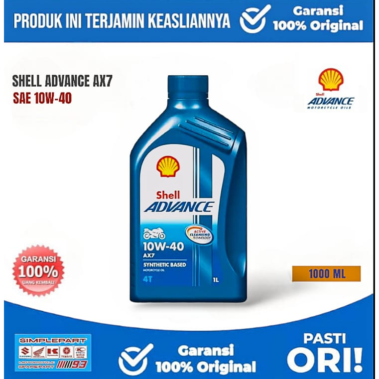 Oli Mesin SHELL ADVANCE AX7 1L 1000 ML 4T Sae 10W-40  Motor Vixion , CB150R , CBR150