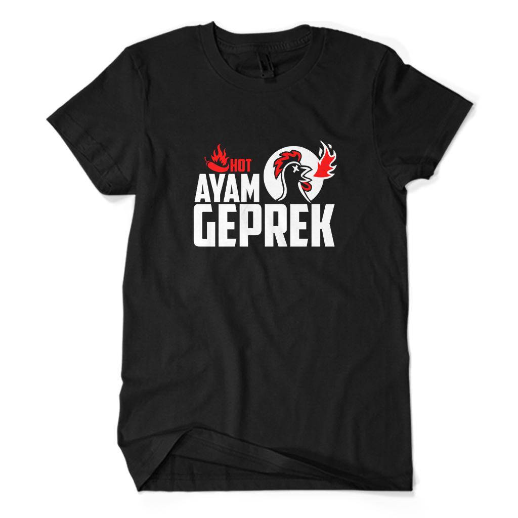 Kaos Distro Premium AYAM GEPREK HOT LOGO - Baju Profesi Usaha Kuliner Pedas Viral Indonesia Unisex D