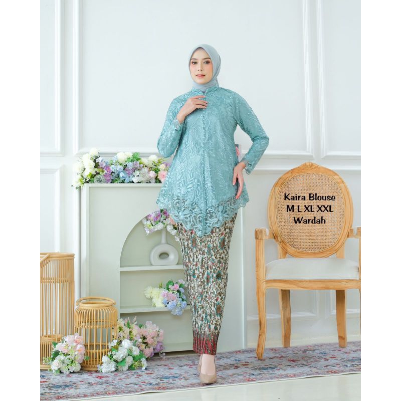 KAIRA BLOUSE SET KEBAYA TUNIK MODERN / SETELAN KEBAYA BRUKAT / ATASAN BROKAT / SET ROK PLISKET / COU