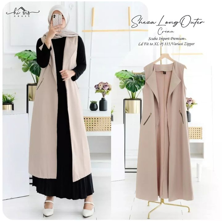 Terbaru Outer Long Tunik/Tunik Rompi Panjang/Rompi Blazer/Outerwear / Wanita SHEZA LONG OUTER IK (VA
