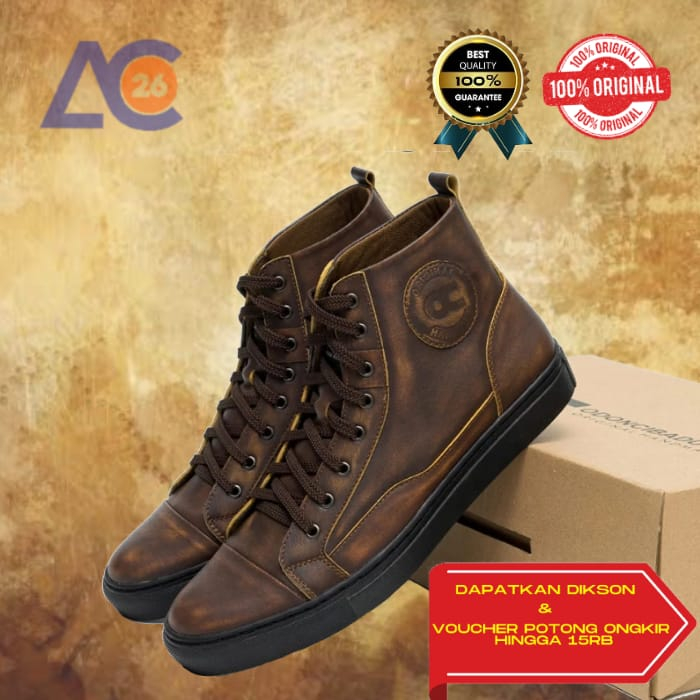 Sepatu Boots Pria Sepatu Kulit Sneaker Cokelat Pria Kulit  Casual Formal Original