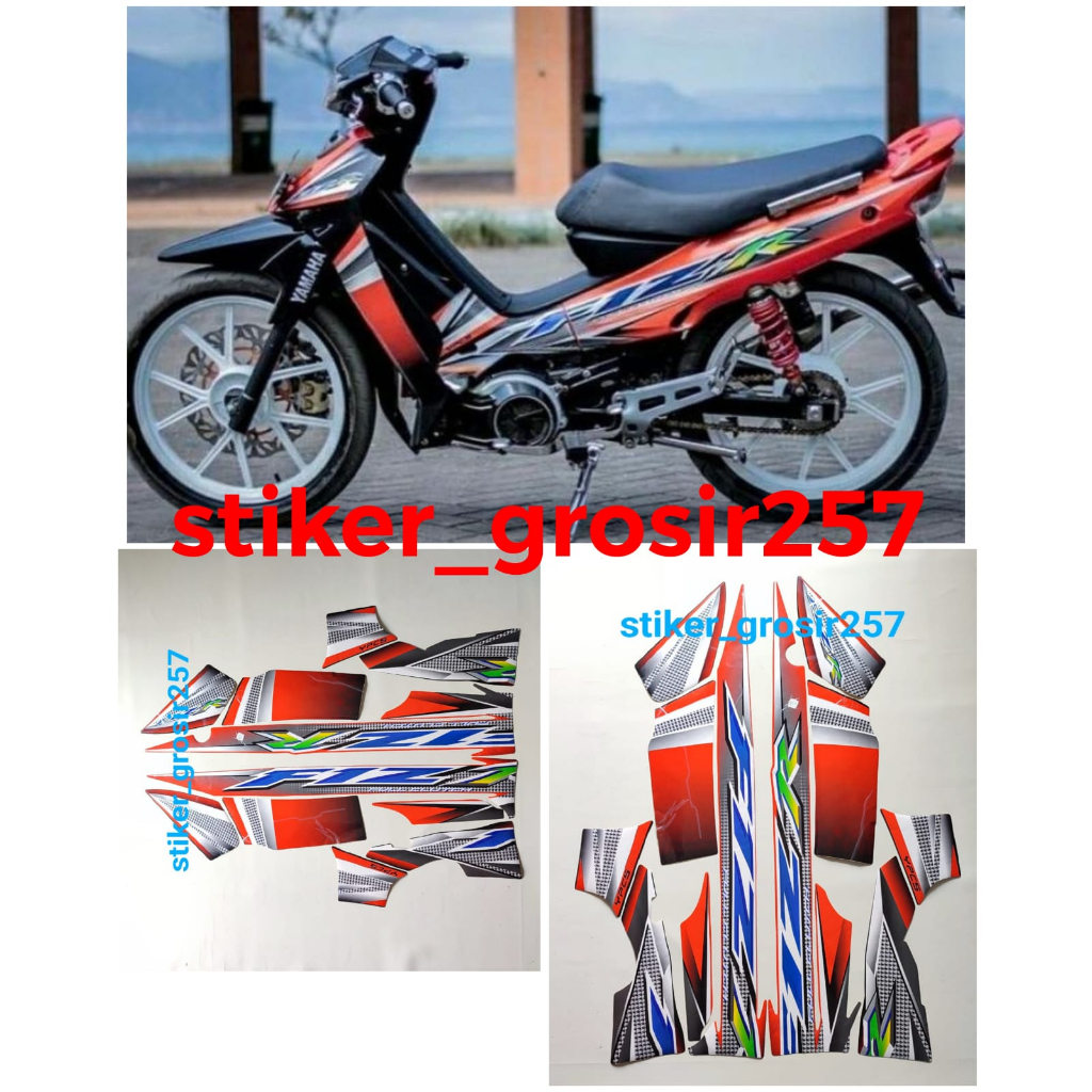 STIKER STRIPING & LIS BODY F1ZR FIZR TAHUN 2004 ORANGE HITAM STANDAR