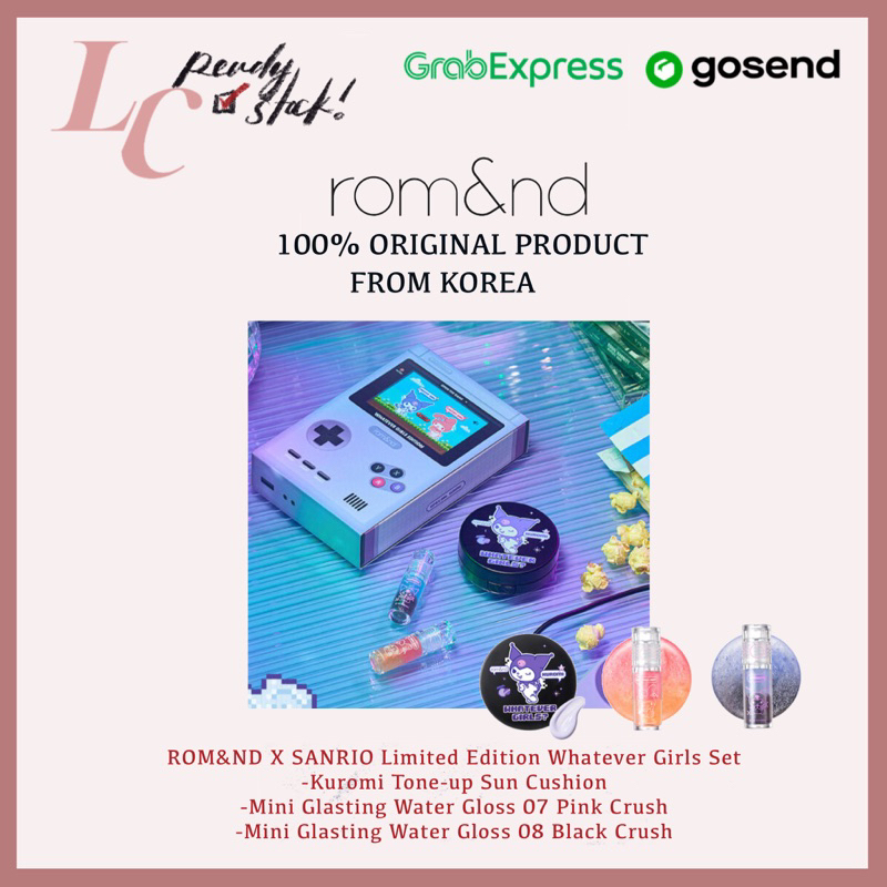 <READY STOCK> Romand X Sanrio Limited Edition Whatever Girl Set - Tone-up Sun Cushion, Mini Glasting
