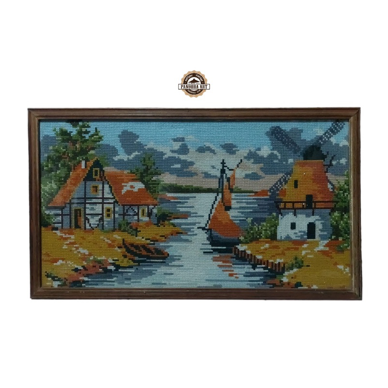 Sulaman / lukisan kristik lama pemandangan eropa