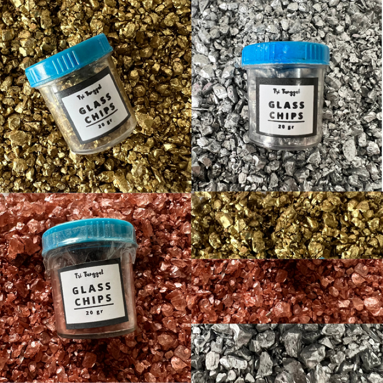 Glass Chips 20gr Varian Warna Serpihan Kaca Pecahan Butiran Fake Materials Kesenian Estetik Indah Ku