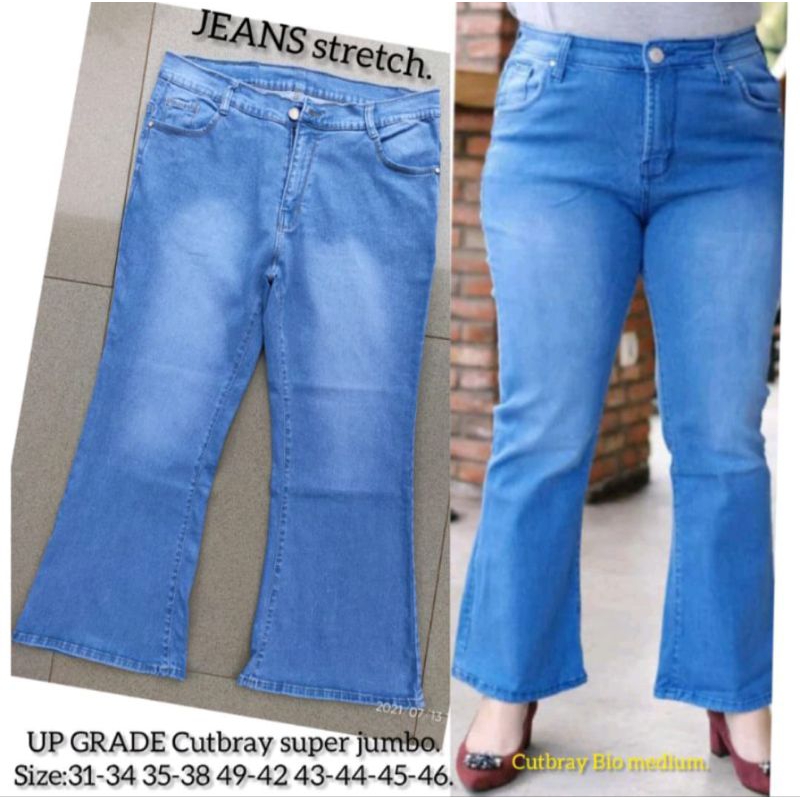 SJ001-MM-Celana Jeans Wanita Cutbray Lipat Polos Jumbo Wanita-Celana Jeans Wanita Kekinian Super Jum