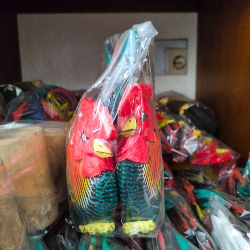HIASAN PANJANGAN AYAM KATE BAHAN KAYU 1 SET 2 PCS JANTAN BETINA