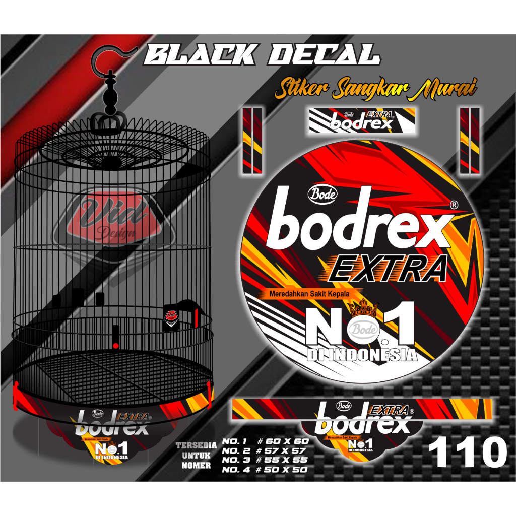 Decal Sticker Sangkar Murai Kandang Murai Ebod Jaya Motif Bodrex No 1 2 3 4