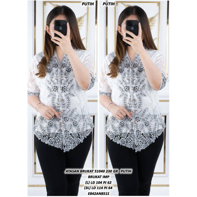 KEBAYA BRUKAT PREMIUM ENCIM ATASAN BRUKAT KEBAYA PUTIH MEWAH ASD 510400