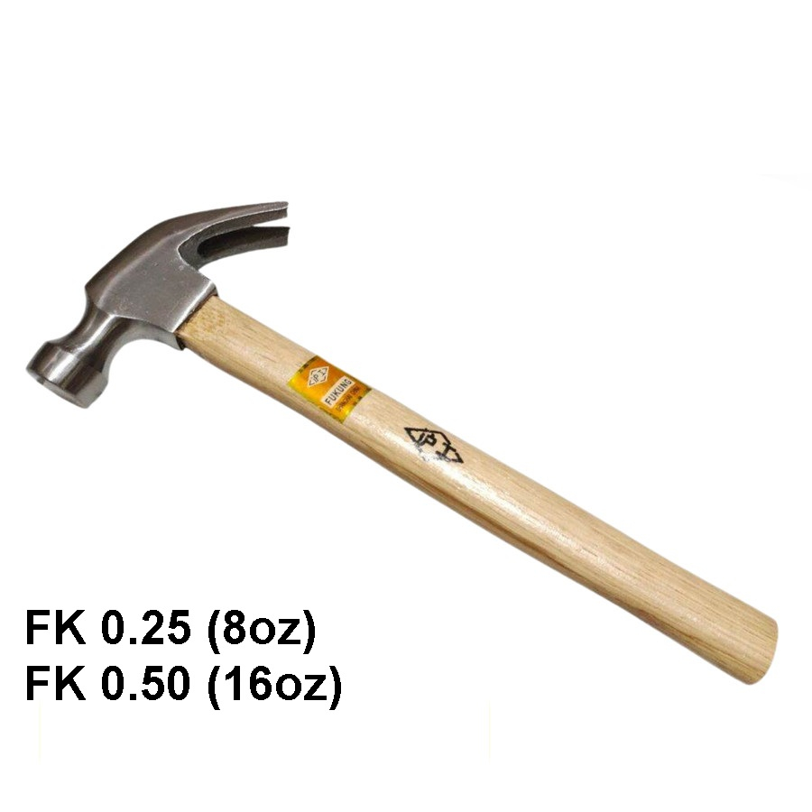 Palu Kambing Gagang Kayu FK (Nikel) 8oz/16oz