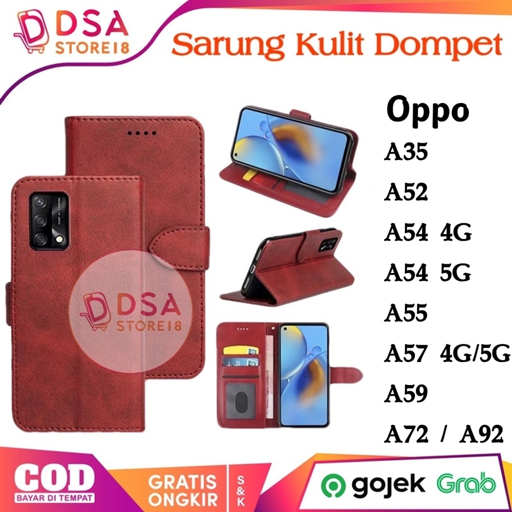 Oppo A54 A92 A55 A52 A59 A35 / Case Oppo A58 4G A54 A57 4G 5G A72 Leather Case Flip Cover Wallet Dom