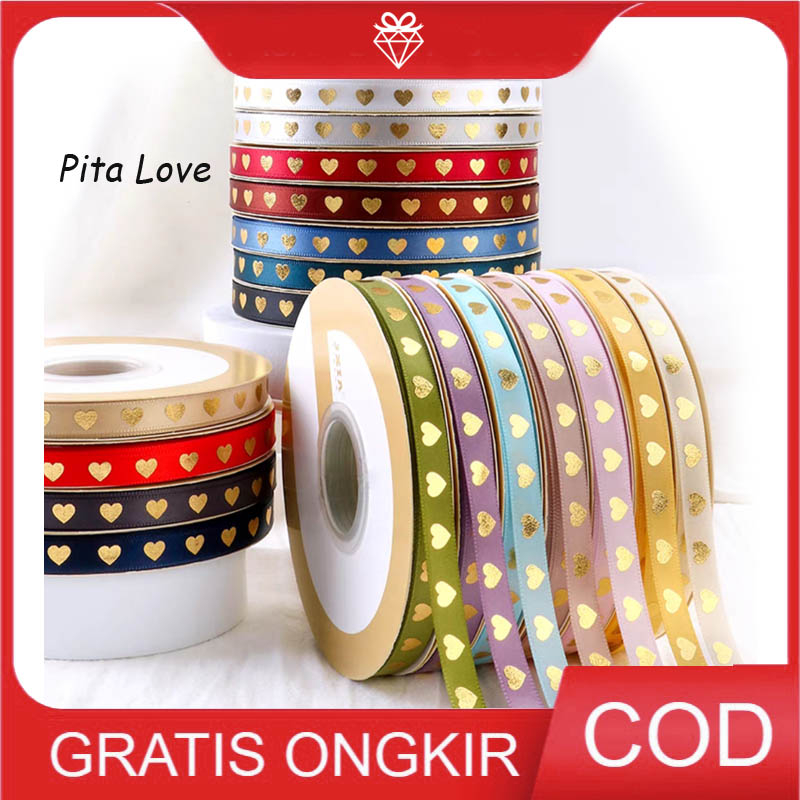 

ECER 5METER Pita Satin Love 1cm - Ribbon Love - Pita Kado PS007