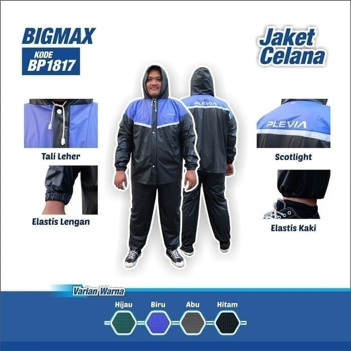 jas hujan jumbo BIG Size XXXL keren Celana Baju premium Plevia BigMax Q3W6 kelelawar original Bahan 