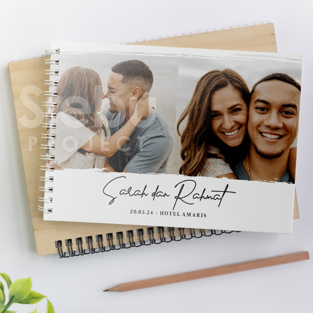 

(SR042) Buku Tamu Pernikahan Hardcover dan Softcover Custom FOTO murah / Guest Book Isi 310 Tamu