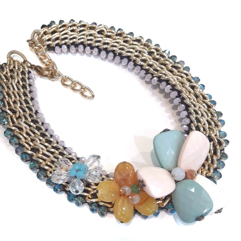 Premium Kalung Choker Kristal Korean Style Jewelry || Kalung Hijab Friendly Import