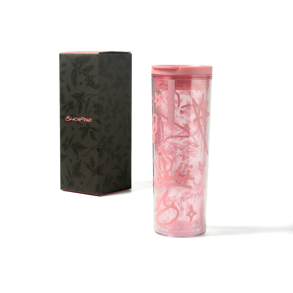 Starbucks Blackpink Tumbler Pink Doodles 16oz Grande Plastic Bottle Water Lisa Jennie Jisoo Rose Box