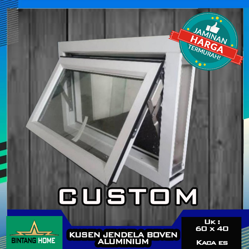 Jendela Boven Aluminium Jungkit Ukuran Custom