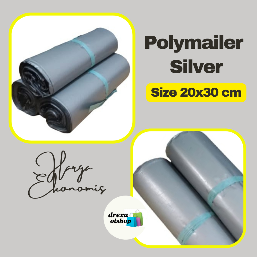 

[Ekonomis] Plastik Packing online shop Polymailer Silver size 20X30 cm Isi 100 Pcs