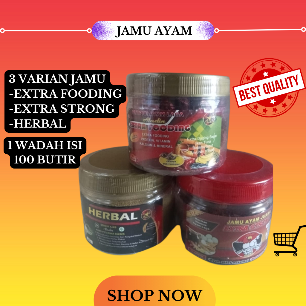 

JAMU AYAM JUARA ALADIN BERBAGAI MEREK,EXTRA STRONG,EXTRA FOODING,SERBUK AJAIB (free buble warp)