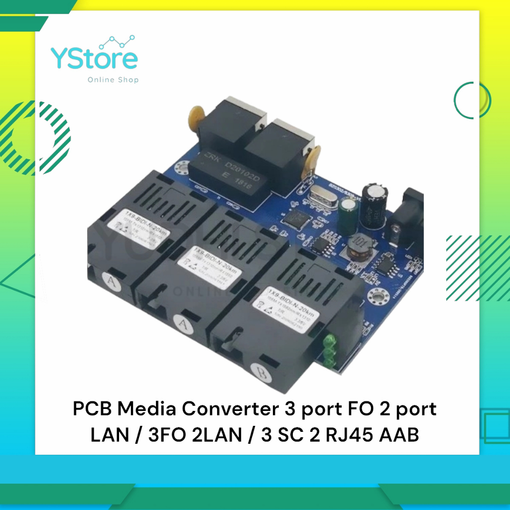 PCB Media Converter 3 port FO 2 port LAN / 3FO 2LAN / 3 SC 2 RJ45 AAB