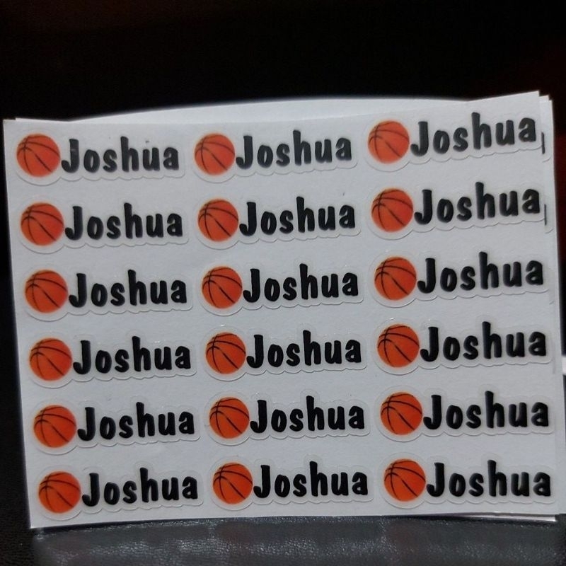 

Sticker Waterproof Stiker Nama Anak Tema Basket Ball Transparan Label Nama Waterproof